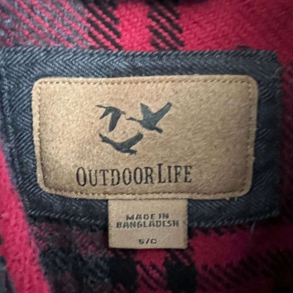 Outdoor Life Mens Small‎ Red and Black Plaid Long Sleeve Button Down Shirt - Picture 3 of 4